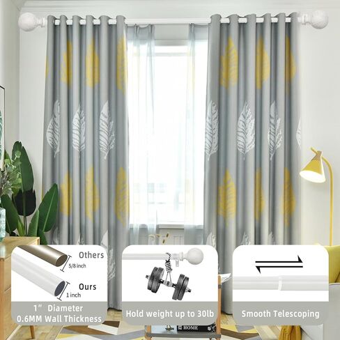 قضيب ستارة مزدوج للنوافذ من 66 إلى 120 بوصة: قضيب ستارة مزدوج معالجة بقطر 1 بوصة شديد التحمل - لمسات نهائية من الراتنج وقضيب ستارة مزدوج أبيض للطقس in Kuwait