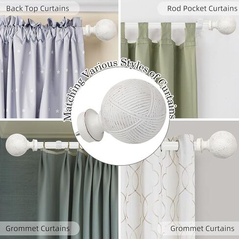 قضيب ستارة مزدوج للنوافذ من 66 إلى 120 بوصة: قضيب ستارة مزدوج معالجة بقطر 1 بوصة شديد التحمل - لمسات نهائية من الراتنج وقضيب ستارة مزدوج أبيض للطقس in Kuwait