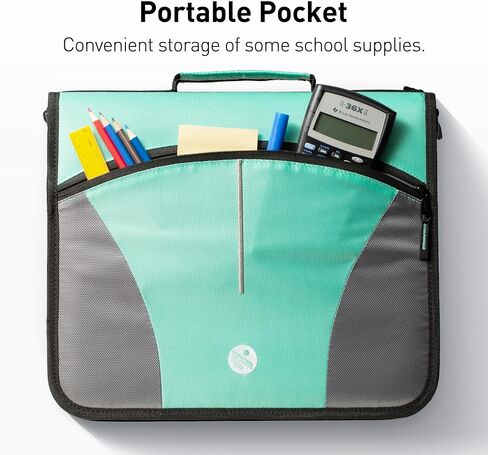 3 Ring Binder, 3 Inch O-Ring Zipper Binder with Shoulder Strap, Expanding Files and Multiple Pockets, Jet Black in Saudi Arabia