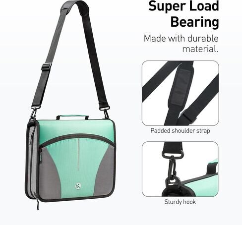 3 Ring Binder, 3 Inch O-Ring Zipper Binder with Shoulder Strap, Expanding Files and Multiple Pockets, Jet Black in Saudi Arabia