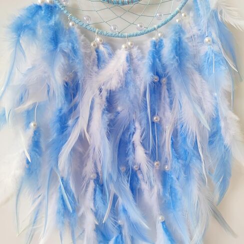 صائد الأحلام شجرة الحياة صائد الأحلام لغرفة النوم، صائد الأحلام من الريش الأزرق والأبيض للكبار صائد الأحلام، هدايا مباركة معلقة على الحائط in Kuwait