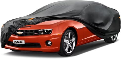 Kayme 7 Layers Car Cover Custom Fit for Chevrolet Chevy Camaro (2010-2024) Waterproof All Weather for Automobiles, Outdoor Full Cover Rain Sun UV Protection.Black in Saudi Arabia