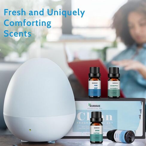 Essential Oils Set, Clean Scents Fragrance Oil Essential Oils for Diffuser Aromatherapy | Fresh Linen, Extra Clean, Warm Cotton, Soft Powder, Pure Soap, Eucalyptus Peppermint, 6x10ml in Saudi Arabia