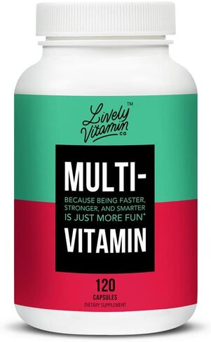 LIVELY VITAMIN CO. Multivitamin - 37 Vitamins Minerals and Extracts - Energy - Memory - Immune Function - Heart- Brain - Focus - Mood - Antioxidants - Dairy Gluten Soy Free - 60 Vegetarian Capsules in Kuwait