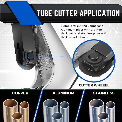 Flexzion Flaring Swaging Tool Kit - 45 Degree Brake Line Tubing Copper Brass Aluminum Mild Steel Extrusion 1/8 to 3/4 inch for HVAC Water Gas Pipe Automotive Plumbing W/Tube Cutter & Portable Case in Saudi Arabia