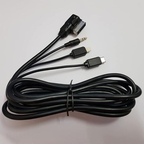 Bojer AMI MDI MMI إلى AUX 3.5 كابل الصوت الموسيقى واجهة محول MP3 الموسيقى جاك متوافق مع أودي A3 A4 A5 A6 A8 Q5 Q7 R8 TT VW نوع C الإضاءة شحن نظام 3G 6.6ft in Kuwait