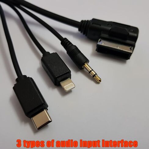 Bojer AMI MDI MMI إلى AUX 3.5 كابل الصوت الموسيقى واجهة محول MP3 الموسيقى جاك متوافق مع أودي A3 A4 A5 A6 A8 Q5 Q7 R8 TT VW نوع C الإضاءة شحن نظام 3G 6.6ft in Kuwait