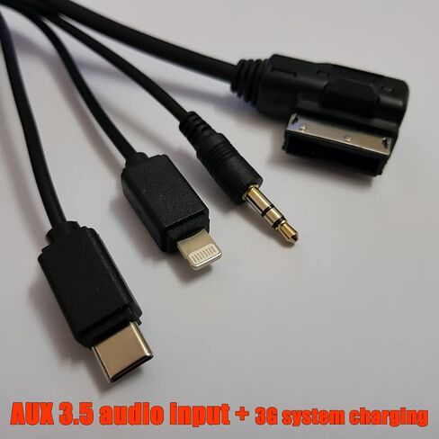 Bojer AMI MDI MMI إلى AUX 3.5 كابل الصوت الموسيقى واجهة محول MP3 الموسيقى جاك متوافق مع أودي A3 A4 A5 A6 A8 Q5 Q7 R8 TT VW نوع C الإضاءة شحن نظام 3G 6.6ft in Kuwait