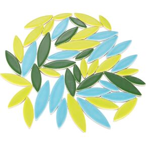 uxcell Ceramic Mosaic Tile, About 200g Teardrop Leaf Tile Mosaic Block for Handicrafts Artwork, Indigo Blue