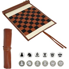 YOBRO Backgammon Sets for Adults, Classic PU Leather Roll-Up Backgammon Board Game Gift, Portable & Lightweight Travel Style for Indoor Outdoor, Funny Family Game
