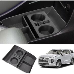 Lower Center Console Organizer Tray Compatible with 2019-2022 2023 2024 Hyundai Palisade Storage Box with Cup Holder Interior Secondary Accessories