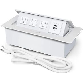 Conference Table Power Outlet PD20W Type-C Fast Charging Pop Up Table Hub Connection Box with 3AC Outlets and USB Port for Conference Room Kitchen Countertop