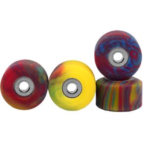 Teak Tuning Apex 61D Urethane Fingerboard Wheels - New Street Shape, 7.7mm Diameter - Ultra Spin Bearings - Made in The USA - Spooky Swirl Colorway in Saudi Arabia