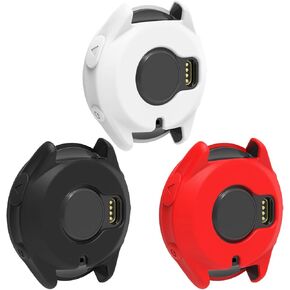 3 Pack Watch Cases Cover Intended for Garmin Forerunner 965 Silicone Protective Case Shell Smartwatch Accessories (Black+White+Yellow)