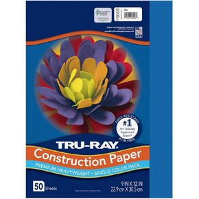 Pacon 103022 Tru-Ray Construction Paper, 76 lbs., 9 x 12, Blue, 50 Sheets/Pack