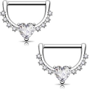 Melighting 14G ستار حلقات للحلمات من الفولاذ الصلب 316L الحلمة ثقب المجوهرات واضح تشيكوسلوفاكيا الحلمة القضبان الفرس الحلمة الحديد للنساء الرجال 14 مللي متر in Saudi Arabia