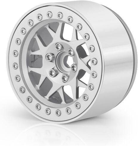 موهيرو 2.2 بوصة RC Beadlock عجلات/حواف لسيارة زاحفة Rc بمقياس 1/10 90018 حزمة من 4 (فضي + أسود) in Kuwait