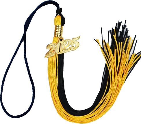 Single Color Graduation Cap Tassel with 2025 Gold Year Charm, 9 Inch Long in Kuwait