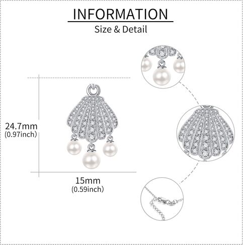 Seashell Pearl Necklace Gold Plated 925 Sterling Silver Pearl Y Necklace Seashell Pendant Pearl Jewelry Gifts for Women Girls in Saudi Arabia