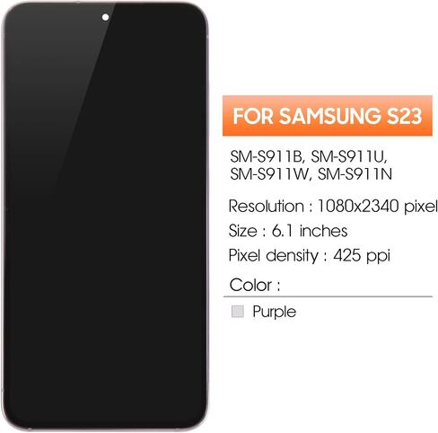 استبدال شاشة Samsung Galaxy S23 الأصلية لشاشة Samsung S23 LCD SM-S911B SM-S911E SM-S911U LCD محول الأرقام التي تعمل باللمس (دعم بصمة الإصبع) (أسود مع إطار) in Saudi Arabia
