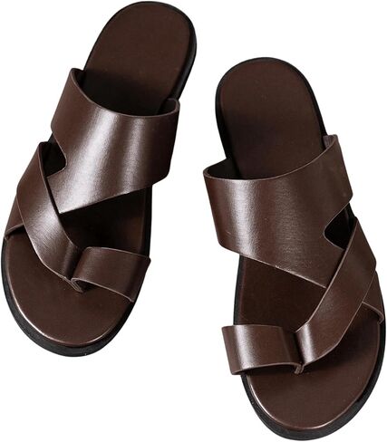 Verdusa Men's Casual Crisscross Leather Flip Flops Thong Sandals in Saudi Arabia