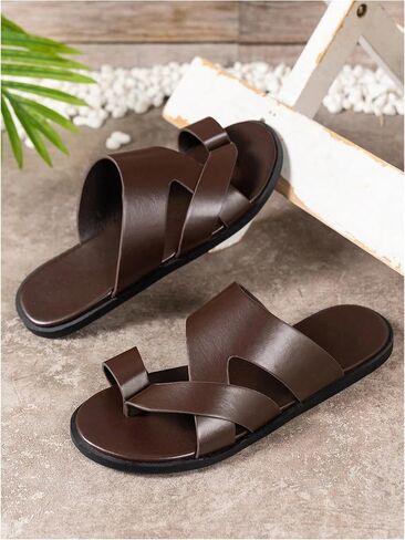 Verdusa Men's Casual Crisscross Leather Flip Flops Thong Sandals in Saudi Arabia