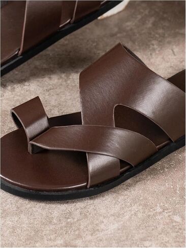 Verdusa Men's Casual Crisscross Leather Flip Flops Thong Sandals in Saudi Arabia