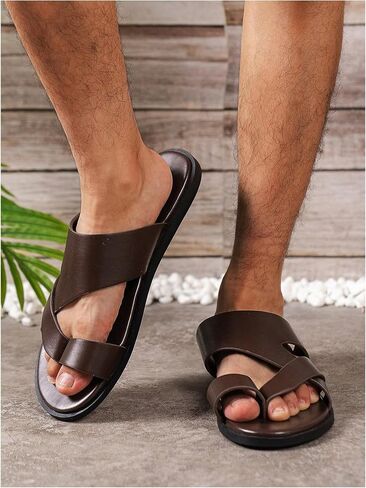 Verdusa Men's Casual Crisscross Leather Flip Flops Thong Sandals in Saudi Arabia