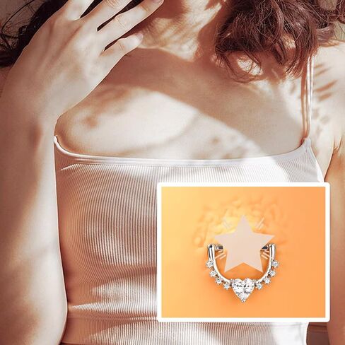 Melighting 14G Star Nipple Rings Steel 316L Nipple Piercing Jewelry Clear CZ Nipple Bars Clicker Nipple Barbell For Women Men 14mm in Saudi Arabia