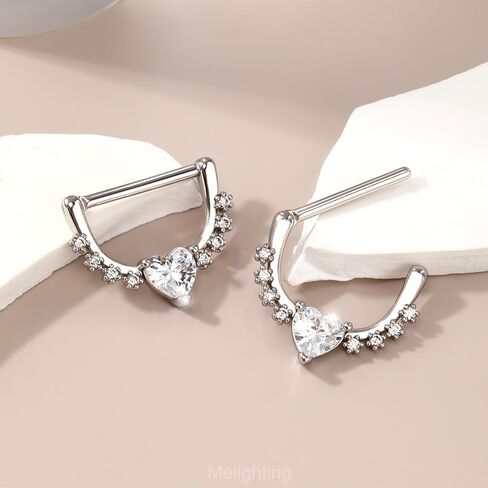 Melighting 14G Star Nipple Rings Steel 316L Nipple Piercing Jewelry Clear CZ Nipple Bars Clicker Nipple Barbell For Women Men 14mm in Saudi Arabia