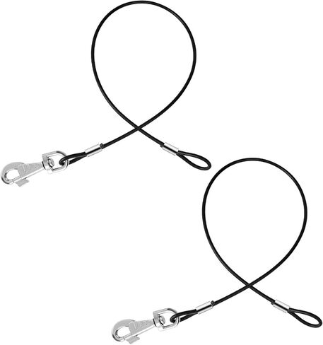 2 Pack Chew Proof Dog Leashes Extension Metal Cable Leads, Non-Tangle Connect Leash for Any Leash, Heavy Duty Dog Leash Extender for Collar & Harness (Black+Blue) in Saudi Arabia