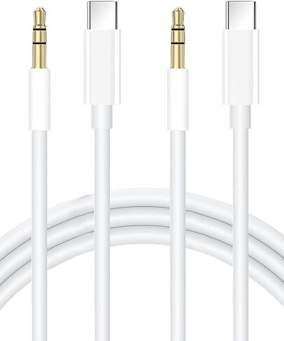 كابل AUX إلى USB C، USB من النوع C إلى 3.5 ملم صوت Aux لسماعات الرأس سلك ستيريو للسيارة متوافق مع iPhone 15 Pro Max، iPad Pro/Air، Pixel 5 XL، أبيض 3.3 قدم in Saudi Arabia