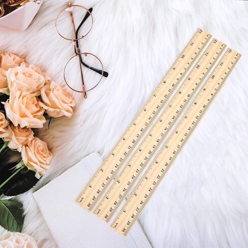 3 Pack Wooden Ruler 12 inch 8 inch and 6 inch Wooden Ruler Kit with Conversion Table Metric Straight Edge Linear Measurement Ruler,Wood Ruler for School, Classroom, Home, and Office in Saudi Arabia