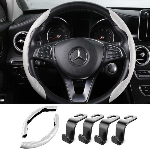 Steering Wheel Cover, Car Carbon Fiber Steering Wheel Cover, Segmented Steering Wheel Protector, Car Wheel Cover for Men/Women, Anti-Slip, Universal Fit for 99% Car Steering Wheel, with 4 Hook (Blue) in Saudi Arabia