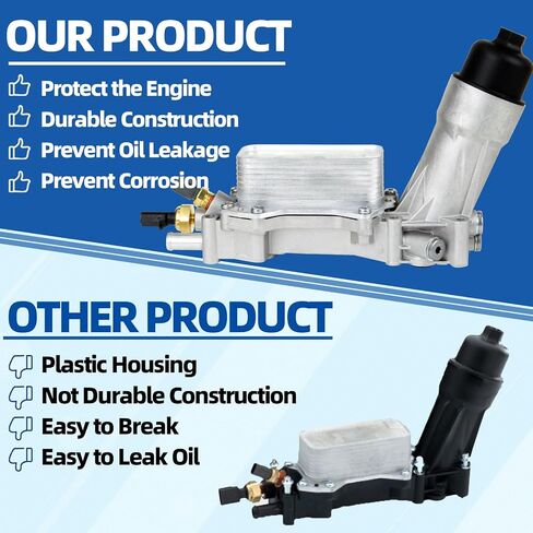MITZONE 926-876 926-959 Aluminum Oil Cooler Filter Housing Assembly Compatible with 2011-2022 Chrysler Dodge Grand Cherokee Ram 1500 2014-2022 Ram ProMaster 1500 2500 3500 3500 3.6L V6 in Saudi Arabia
