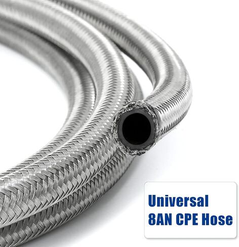 8AN 1/2 "خط الوقود خرطوم 16FT خراطيم النفط العالمية النايلون مضفر الفولاذ المقاوم للصدأ خرطوم تبريد نقل الضغط العالي للنفط والغاز والوقود والهيدروليكي (أسود) in Saudi Arabia