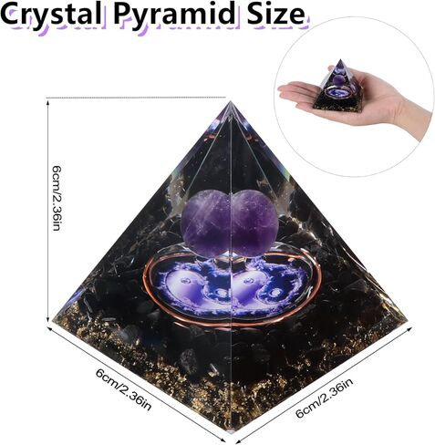 هرم أورغون للطاقة الإيجابية، هرم كريستالي وأحجار شفاء، مولد طاقة كريستالي للحماية من الإجهاد، تقليل الشفاء، التأمل، جذب الثروة المحظوظة (تاي تشي) in Kuwait