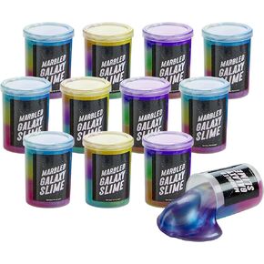 Playbees Marbled Galaxy Slime - 12 Pack - Cosmic Galaxy Gooey Unicorn Fidget Kit for Sensory Stimulation and Creative Play - Perfect Party Favor, Stress Relief, and Imaginative Fun for All Ages