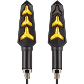 Flush Mount Turn Signals Motorcycle LED Sequential Blinkers 3 Wire Front Indicators Compatible with Yamaha YZF R1 R3 R6 R6S FJ 09 FZ MT 07 09 Honda Kawasaki Suzuki BMW(Red&Amber)