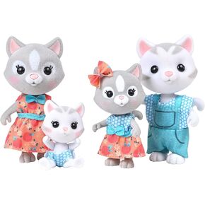 Sunny Days Entertainment Honey Bee Acres Cheddars Mouse Family – 4 Miniature Flocked Dolls | Small Collectible Figures | Pretend Play Toys for Kids