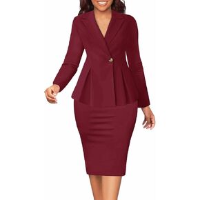 2 Piece Outfits for Women Solid Blazer Jacket Skirts Sets Two Piece Business Formal Suit Sets