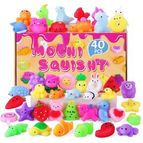 Squishy Toys Squishies,120 Pack Mochi Squishy Bulk Party Favors for Kids,Squishy Fidget Toys Stress Toys, Treasure Box Toys for Classroom Prizes,Goodie Bags Fillers with Storage Bucket