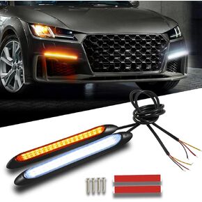 14inch RGB LED Light Strips APP Control Multi Color,Dynamic Amber Turn Signal Daytime Running Light Sequential Strip Grille Chassis Neon Exterior Light Kit for Car Snowbike SUV Cart Truck 1set
