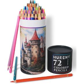 Hureny Colored Pencils for Adult Coloring, 72 Colors Drawing Pencils with Soft Oil-Based Cores, Professional Art Supplies for Artists, Vibrant Color Pencil Set In Zipper Case for Teens.