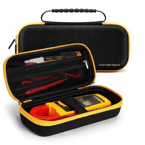 KingSung Carrying Case for Fluke 323/324/325 Digital Clamp Multimeter, Real Machine Custom Lined with YKK Smooth Zipper and Wide Rubber Handle Strap, Yellow