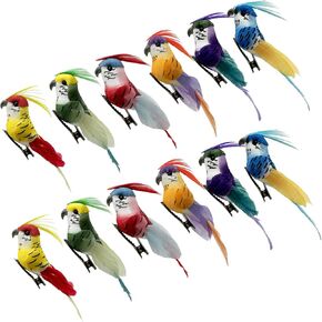 LWINGFLYER 12pcs Artificial Simulated Foam Birds Feather Mini Love Birds for Craft Home Ornaments Garden Wedding Decoration Embellishing 10cm/3.93inch (Clip)