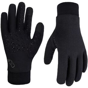 Waterproof Gloves for Men & Women Winter Running Jogging Cold Weather Cycling, Membrane Insulated Merino Wool Inners StretchFit 2.0, Black Unisex Large