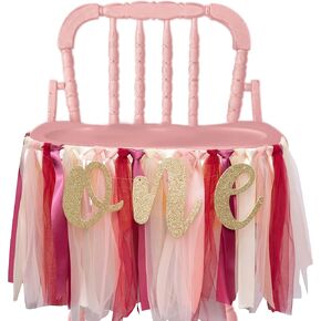 VANGING Snowflake High Chair Banner - Winter Onederland 1st Birthday Party Decorations,Pink Snow Much Fun to be ONE Highchair Banner,Photo Garland