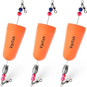 Popping Corks Floats Saltwater - Rattles and Floats for Catfish Redfish Speckled Trout Rigs with a 3/8 oz Egg Weight, and a High-Visibility Cork (Orange, 3pcs)