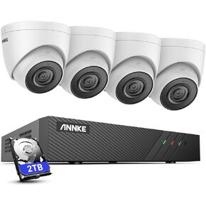 نظام كاميرا أمان ANNKE H500 5MP PoE مع 6MP 8CH NVR، كاميرات IP خارجية 4X 5MP مع عدسة 2.8 مم، تسجيل صوتي 24/7، رؤية ليلية 100 قدم EXIR 2.0، تصنيف IP67، يدعم Alexa (يتضمن محرك أقراص ثابتة سعة 2 تيرابايت)
